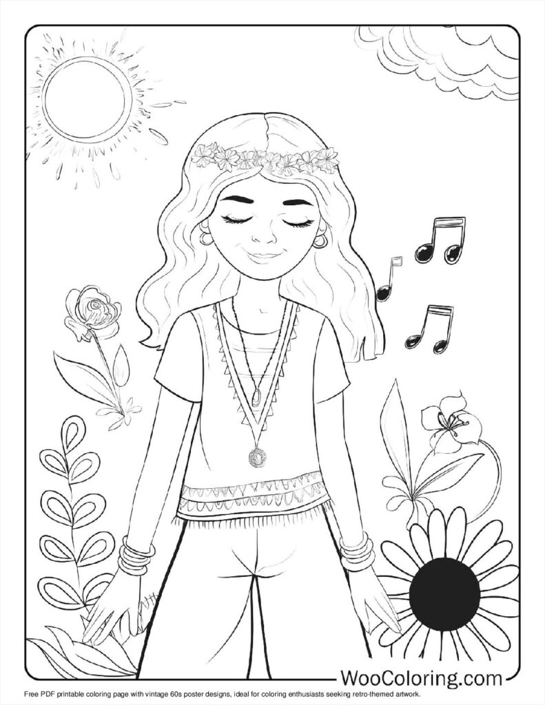 100 Hippie Coloring Pages Free PDF To Print Woo Coloring