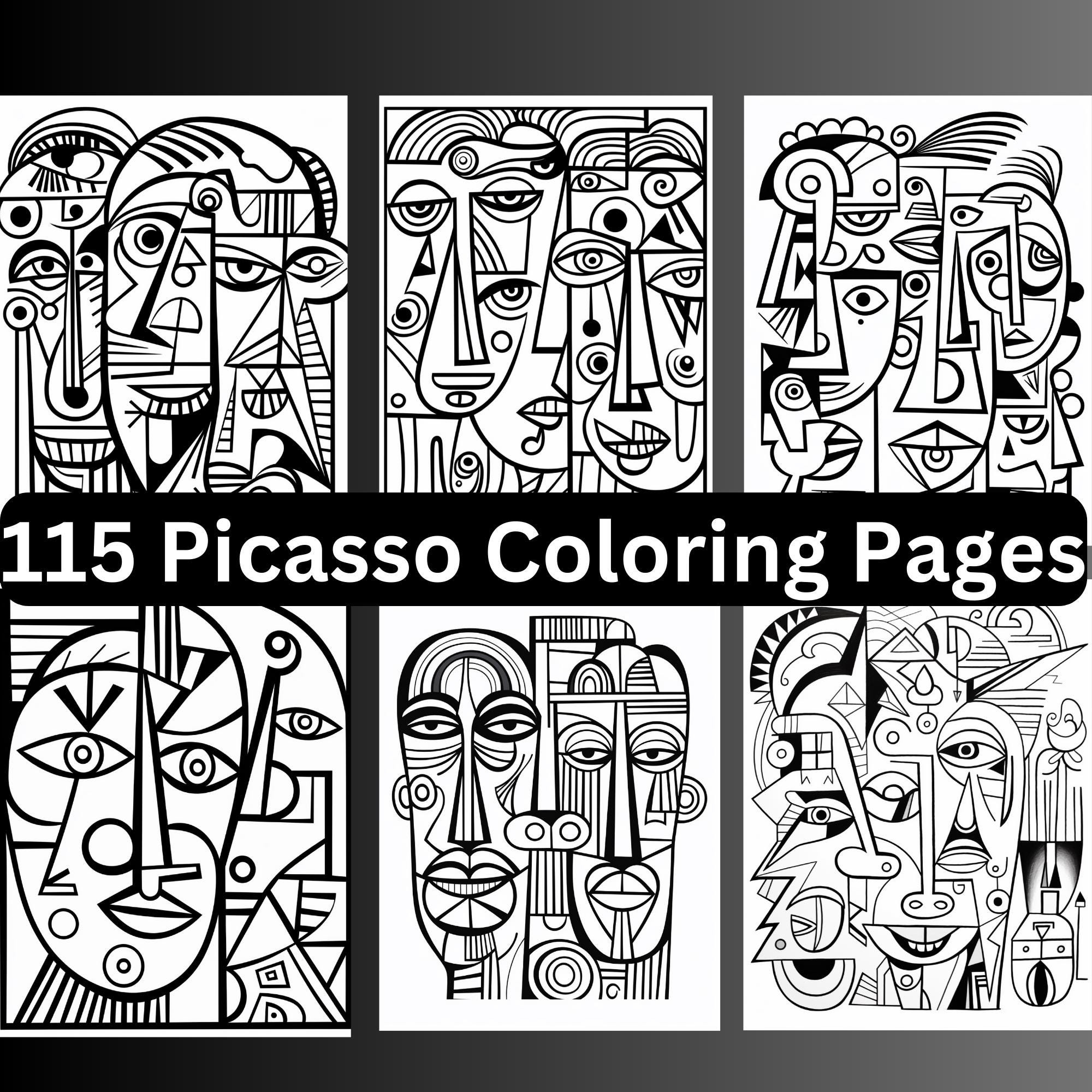 115 Pablo Picasso Coloring Pages Printable Instant Digital Download Abstract Modern Art Cubism Shapes Procreate Ipad PNG Paint Etsy