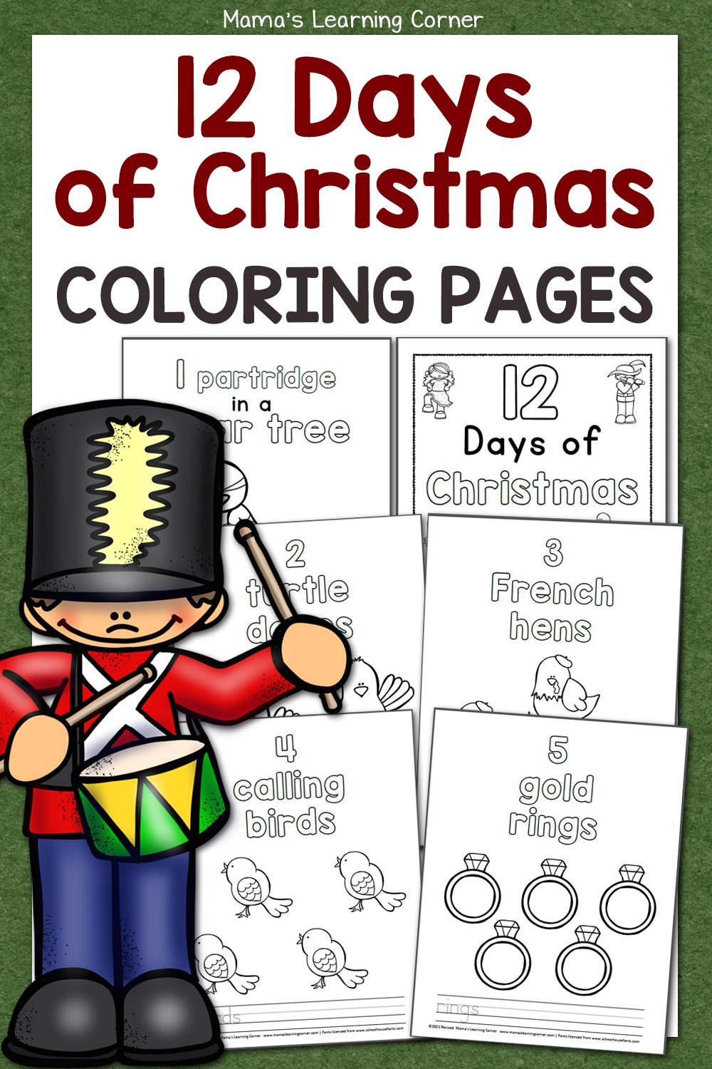 12 days of christmas coloring pages printables