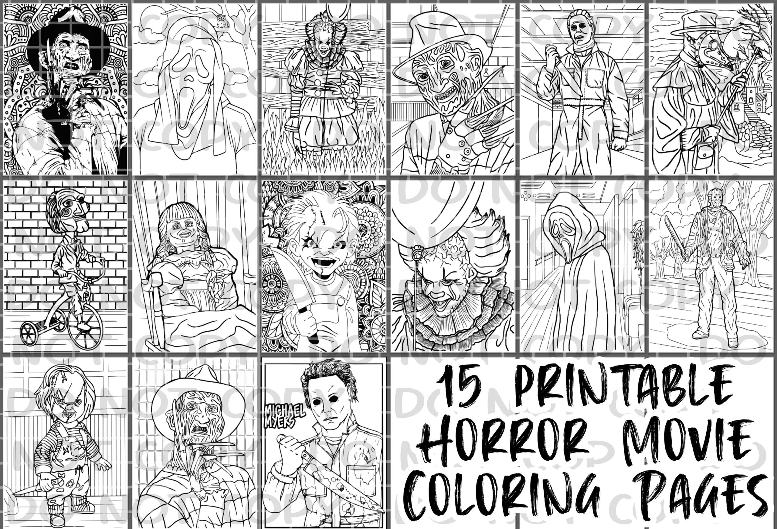 15 Printable Horror Movie Coloring Pages Etsy 15 Printable Horror Movie Coloring Pages Etsy