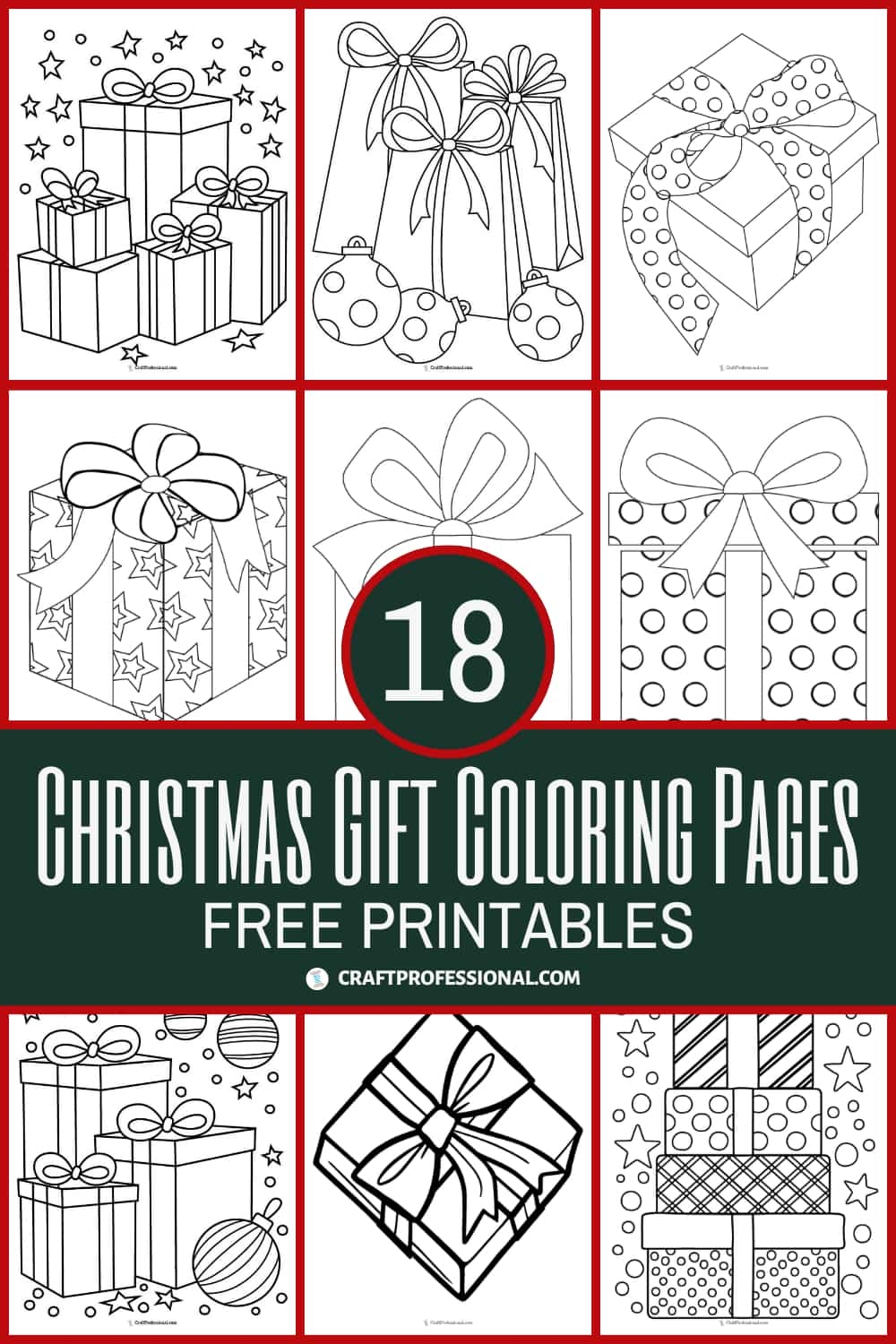 18 Christmas Gift Coloring Pages