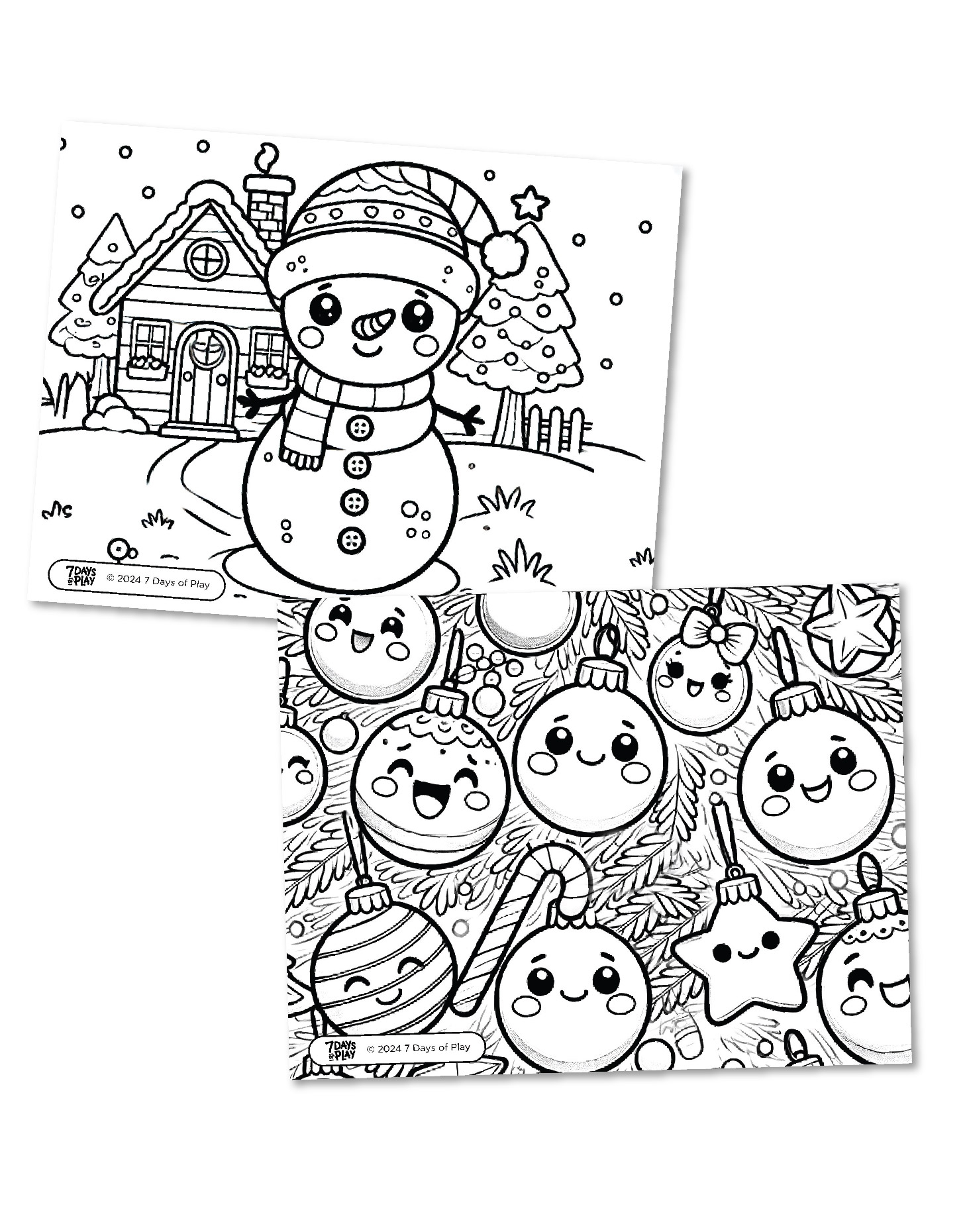 20 Christmas Themed Coloring Pages Printable 7 Days Of Play