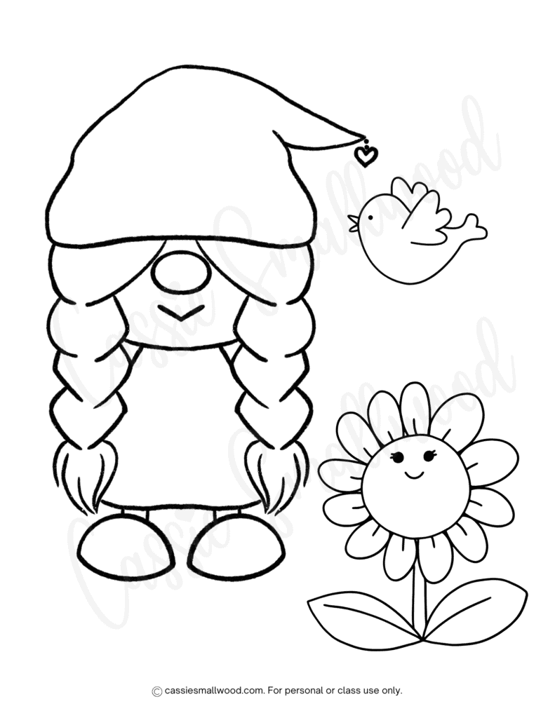20 CUTE Gnome Coloring Pages Cassie Smallwood