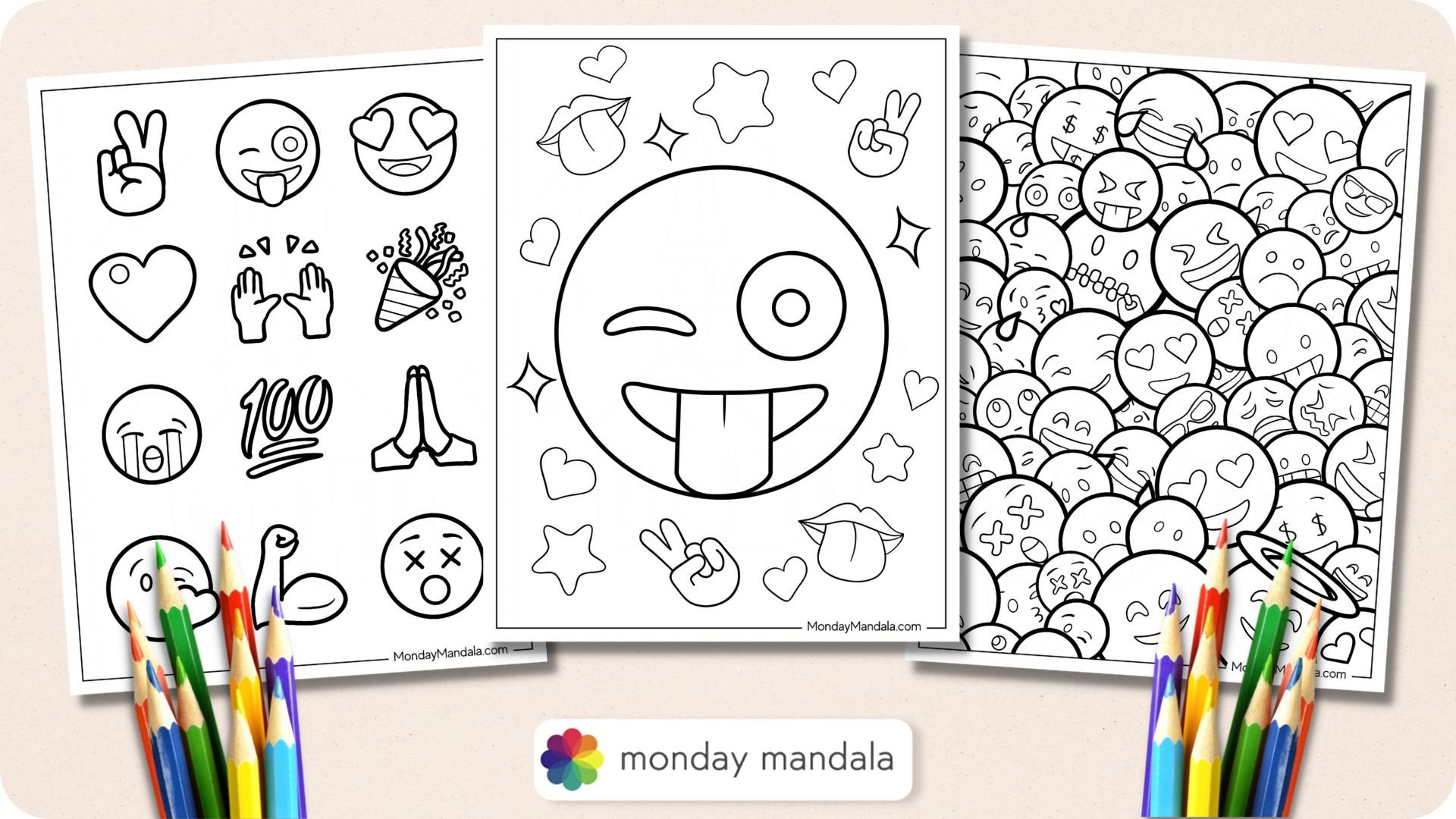 20 Emoji Coloring Pages Free PDF Printables 