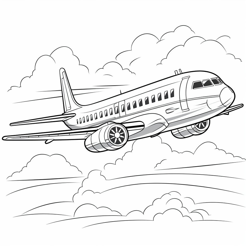 20 Plane Coloring Book Pages Coloring Pages For Kids And Adults Grayscale PDF Printable Digital Download Etsy
