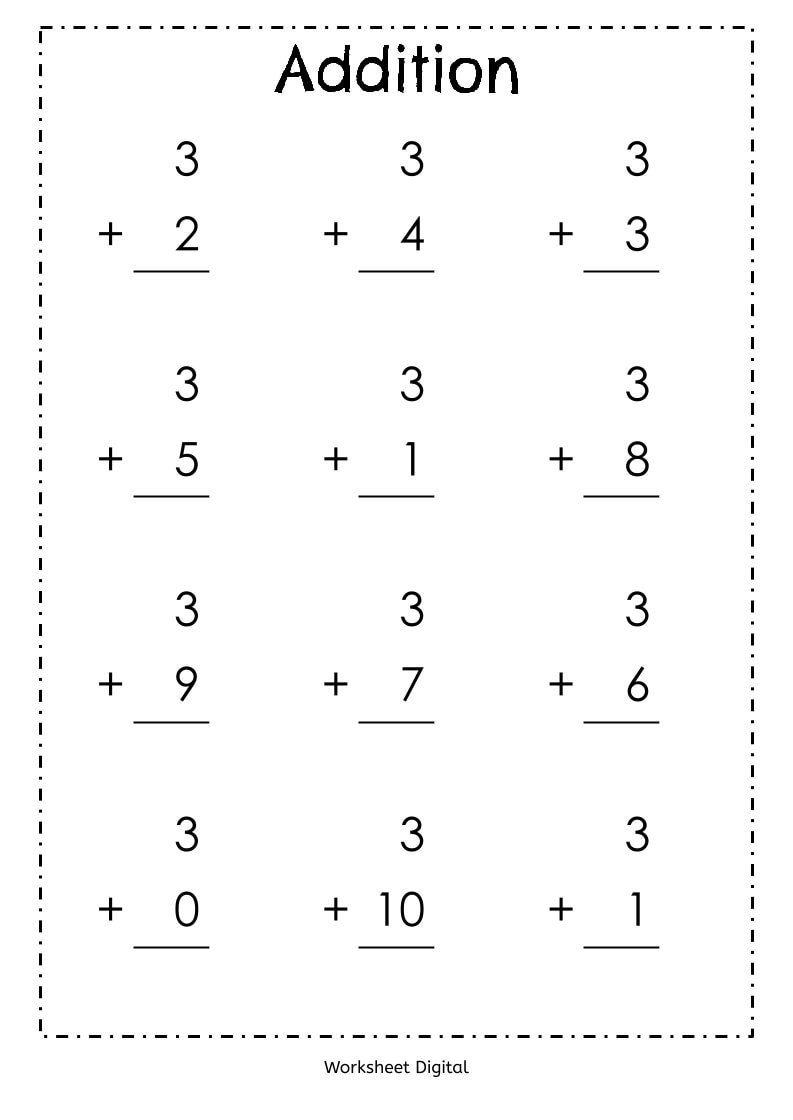basic addition worksheets