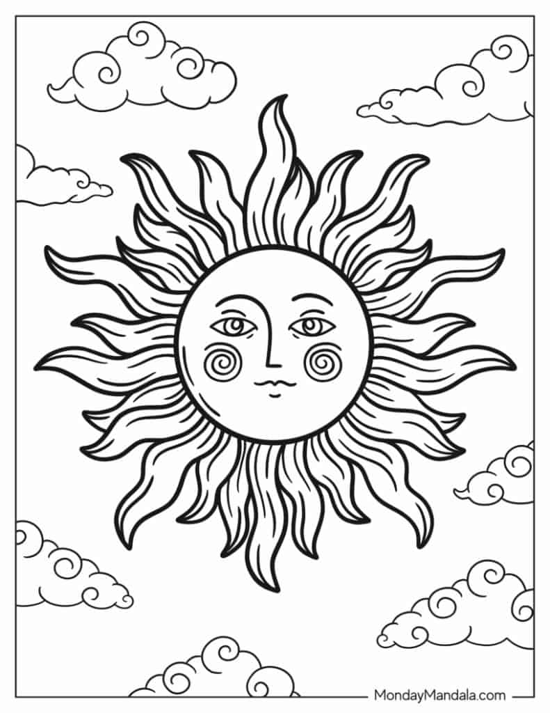 20 Sun Coloring Pages Free PDF Printables 20 Sun Coloring Pages Free PDF Printables