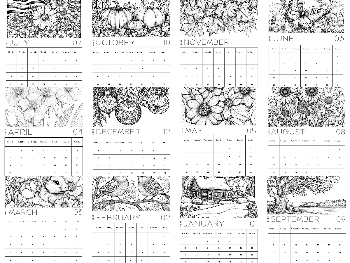 free printable coloring calendar