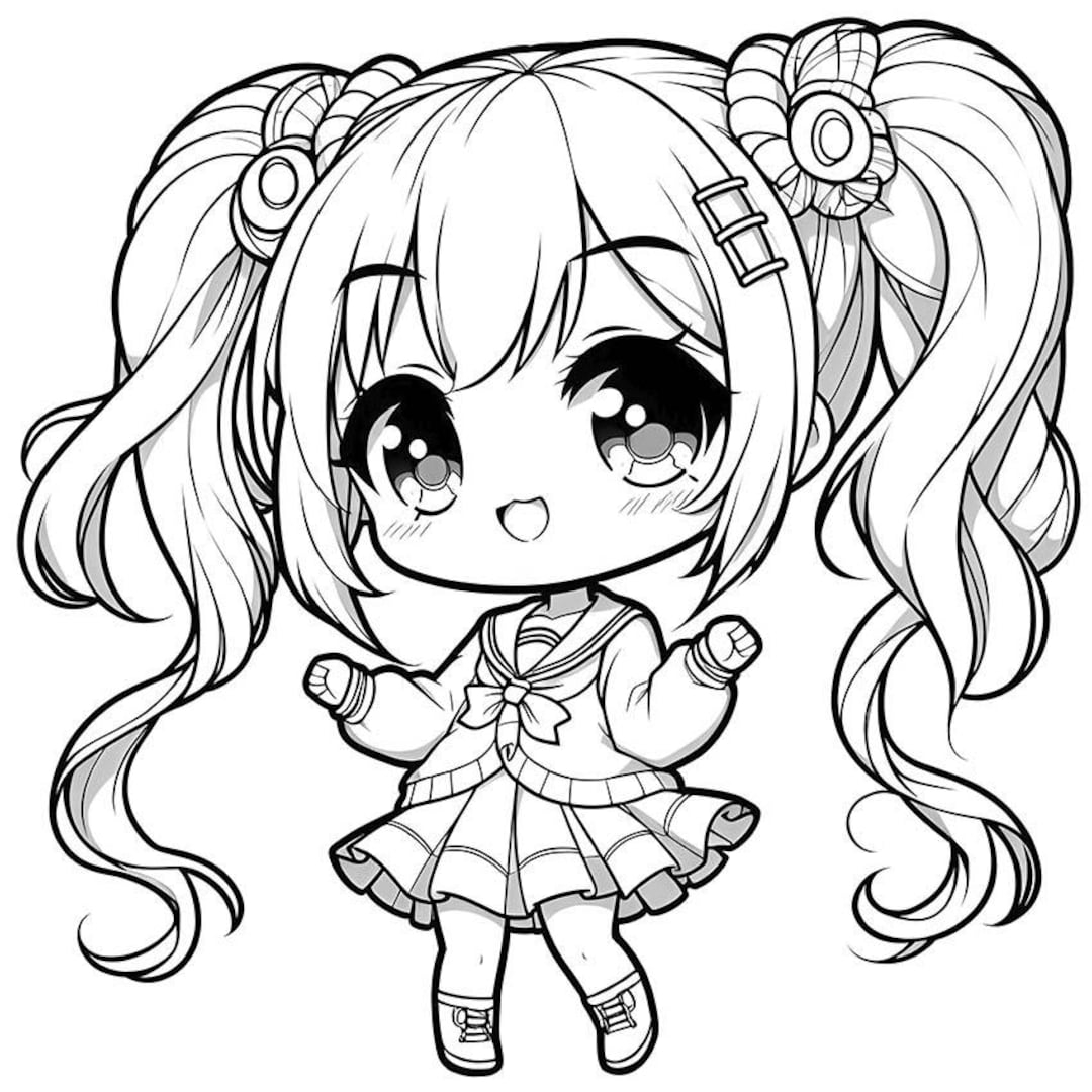 25 Chibi Girl Coloring Pages Anime Girls Chibi Style Girls Kids Toddlers Coloring Pages Printables Jpg Pdf Etsy