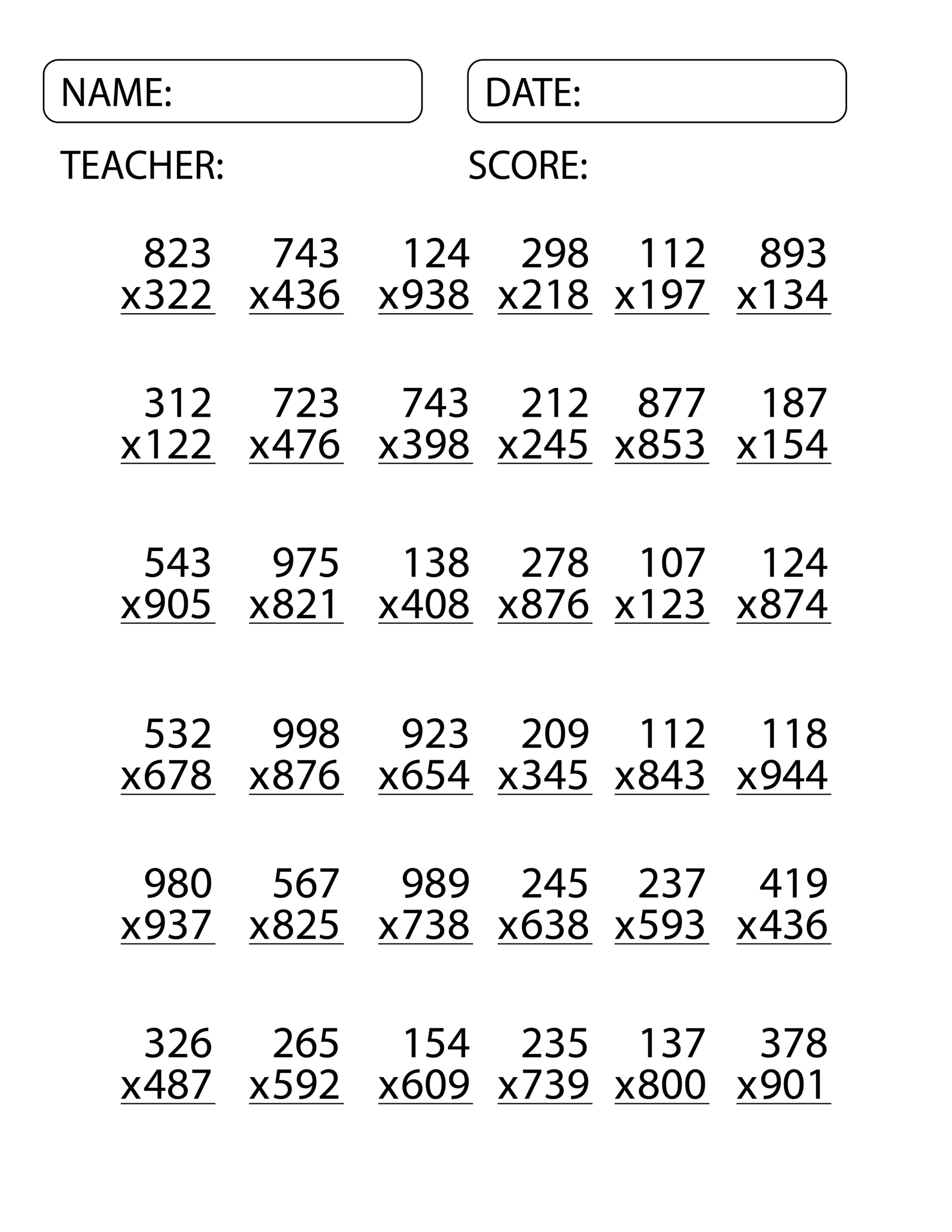 multiplication worksheets grade 5 multiplication worksheets grade 5