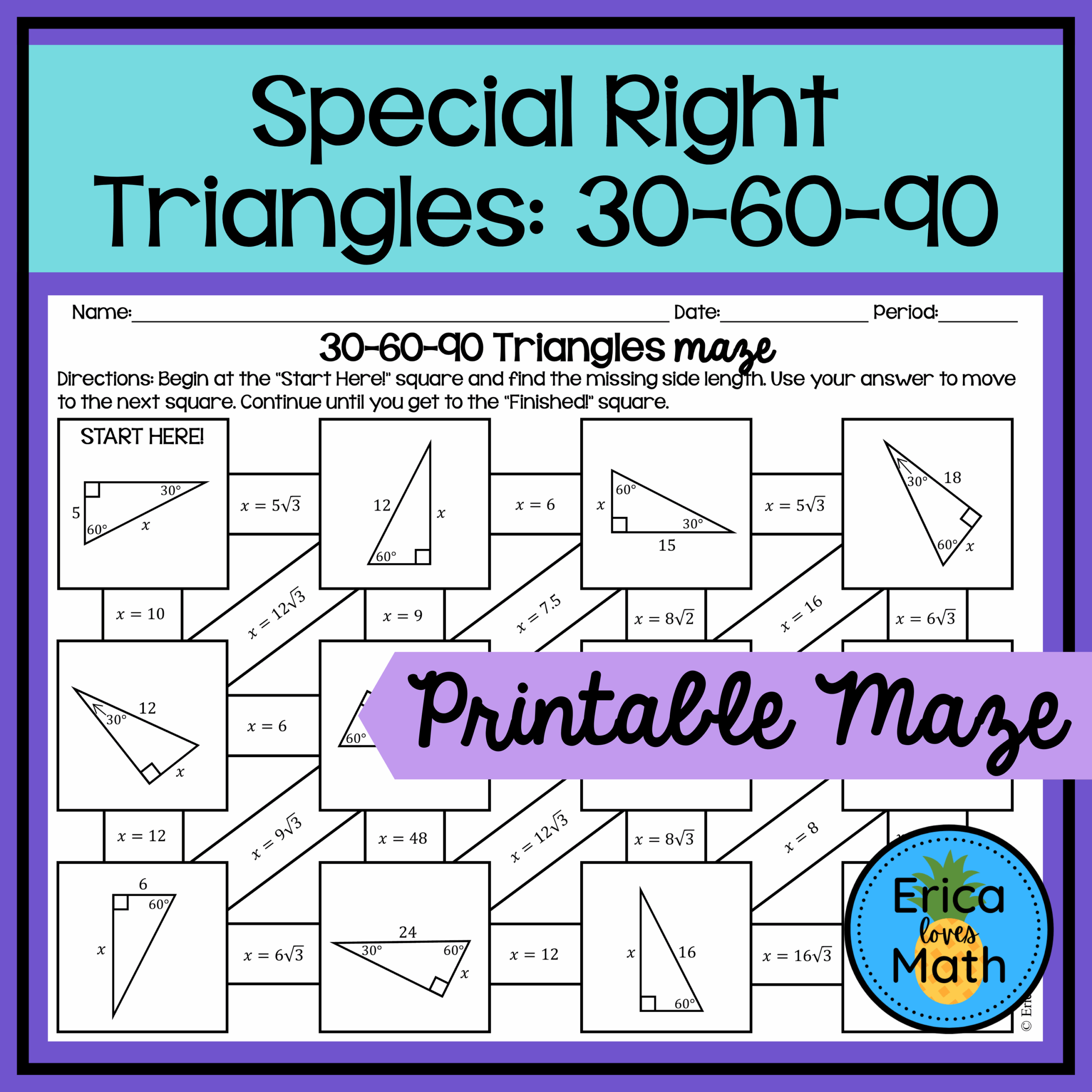 special right triangles worksheet special right triangles worksheet