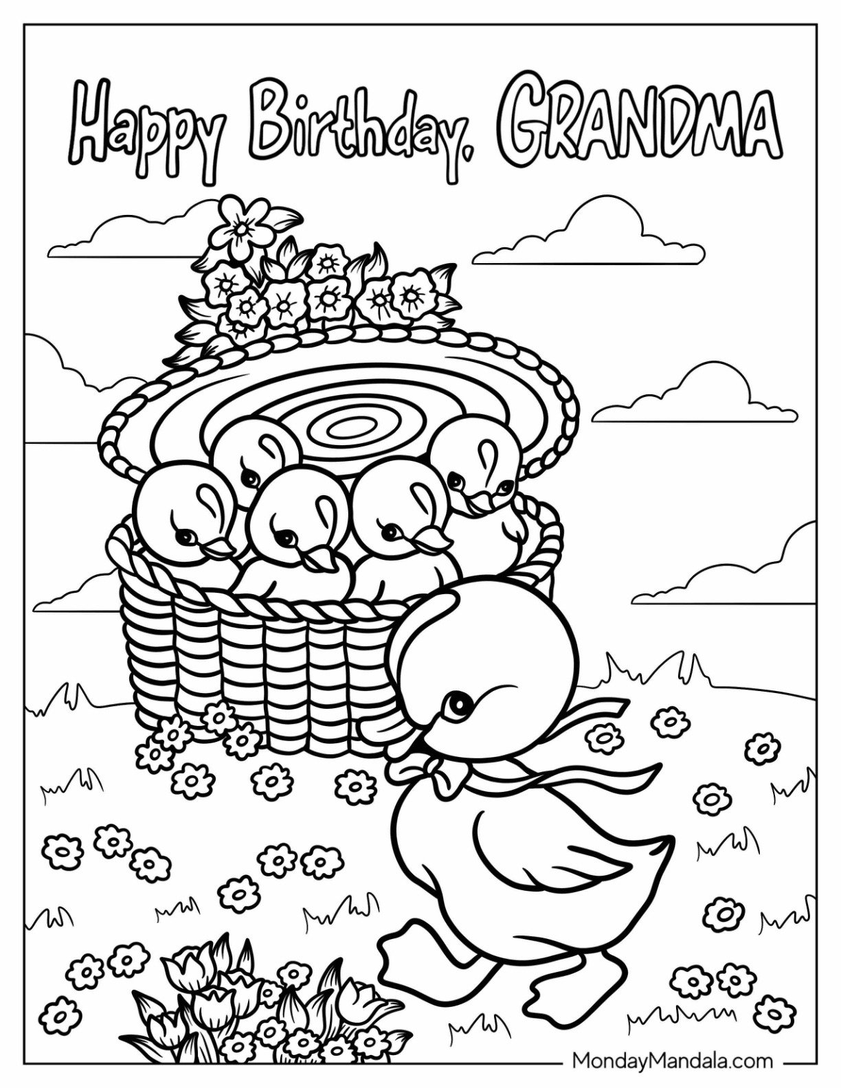 printable coloring birthday cards for grandma