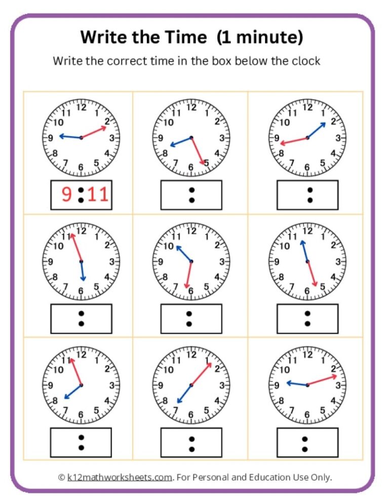 3rd Grade Telling Time Worksheets K12 Math Worksheets