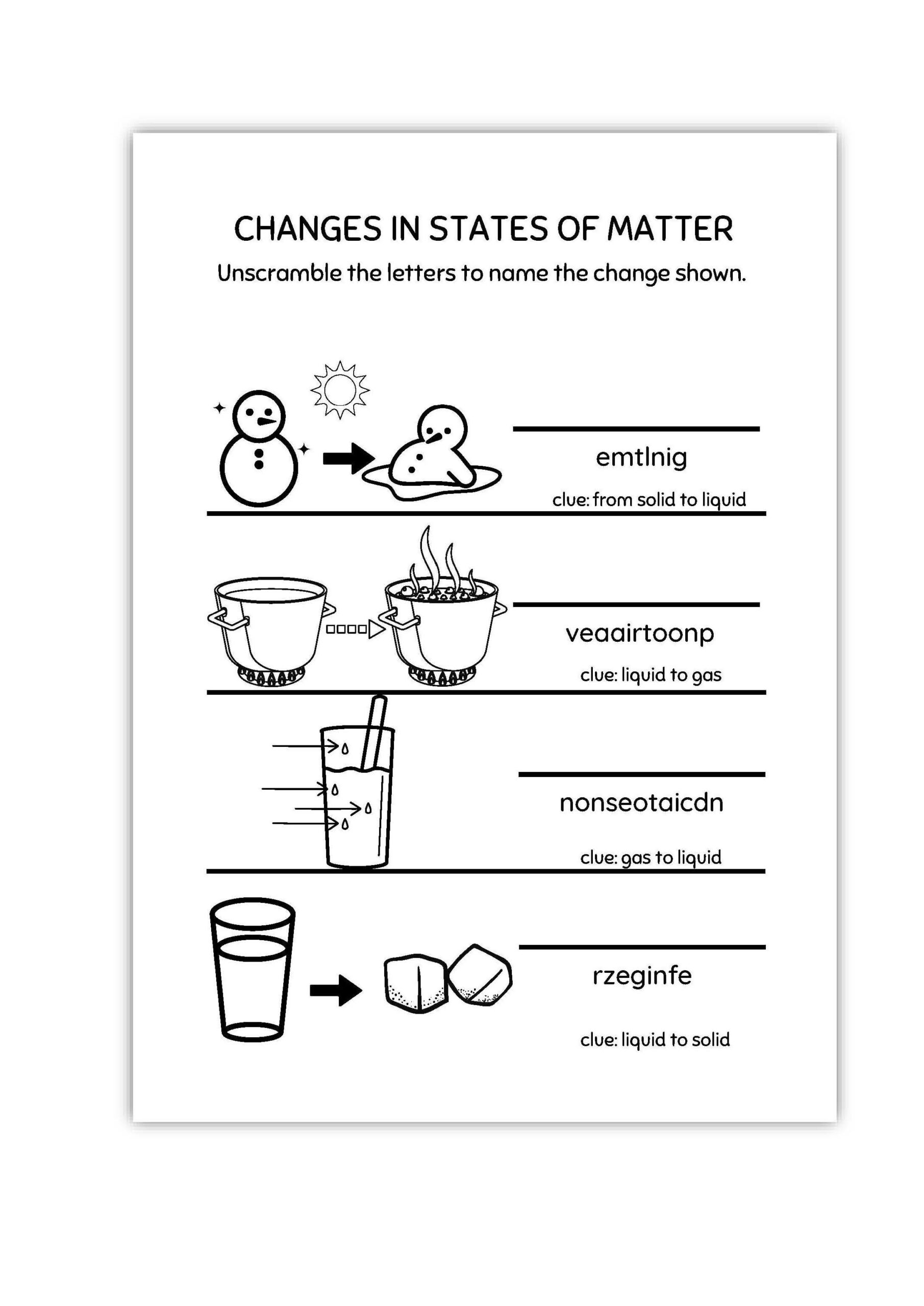 states of matter worksheet states of matter worksheet
