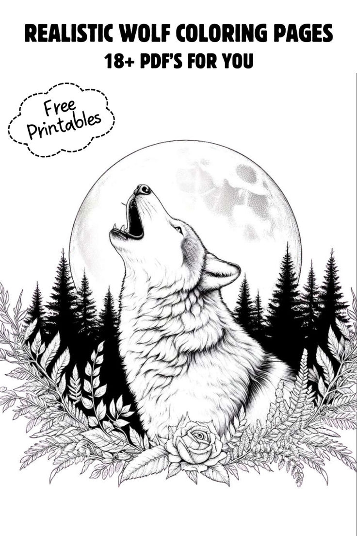 4 Realistic Wolf Coloring Pages For Adults Free Printables 