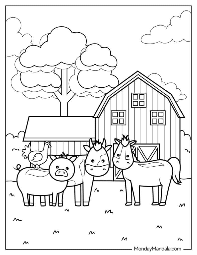 free printable coloring pages farm animals