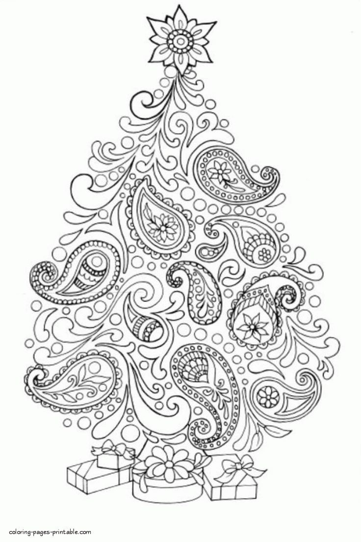 hard christmas coloring pages printable
