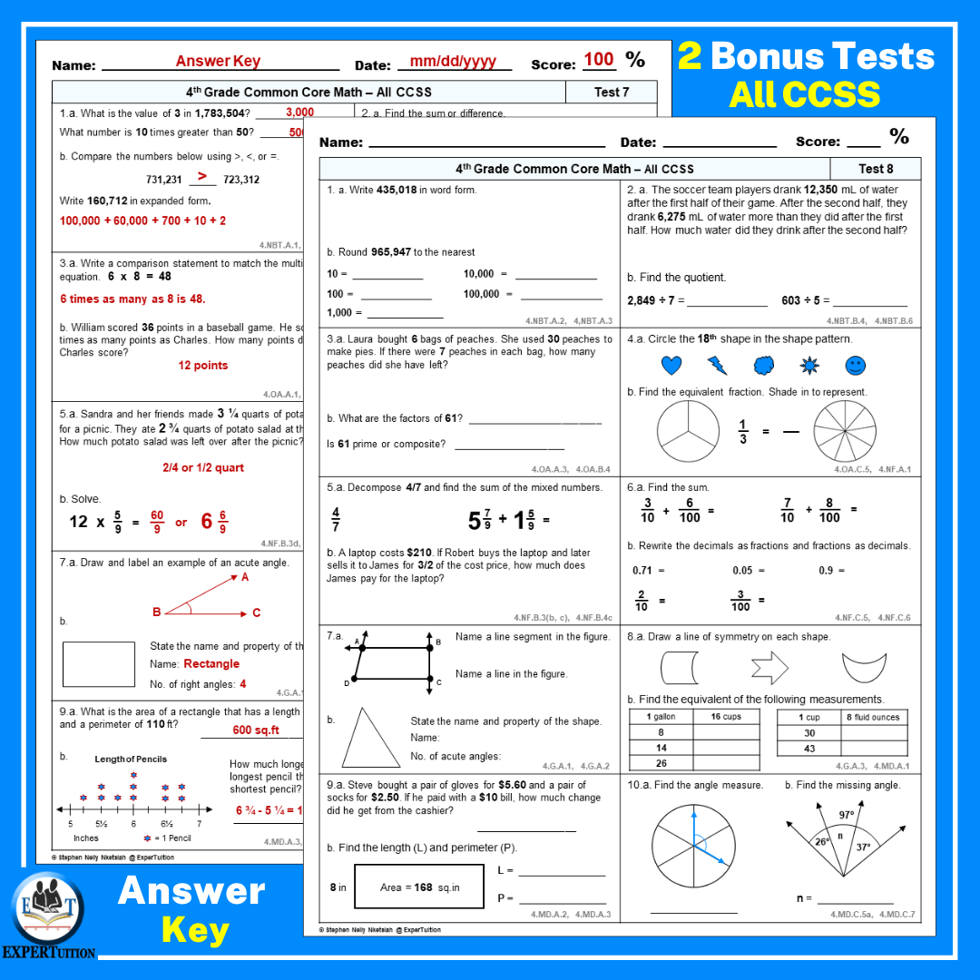 4th grade worksheets