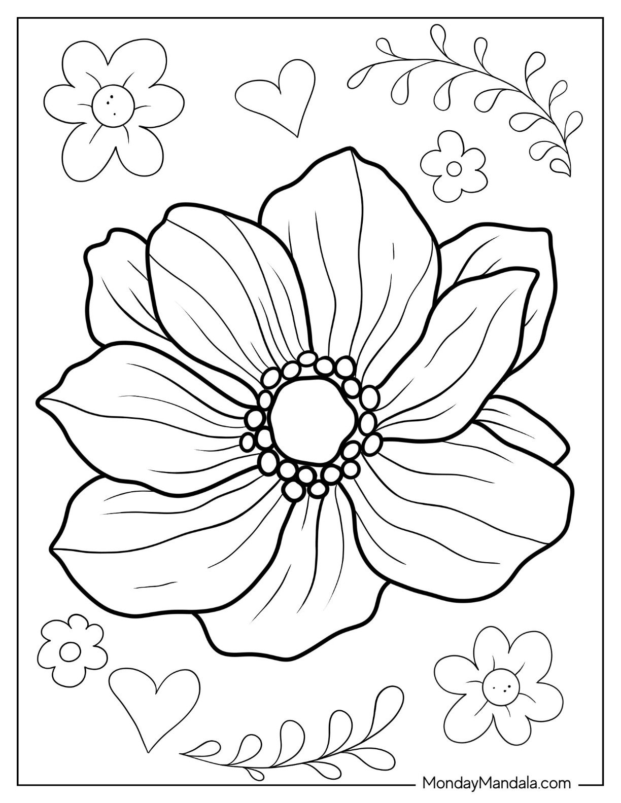 big spring flowers printables coloring pages