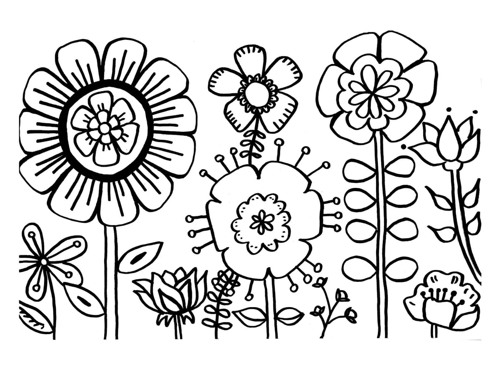 free printable flowers coloring pages