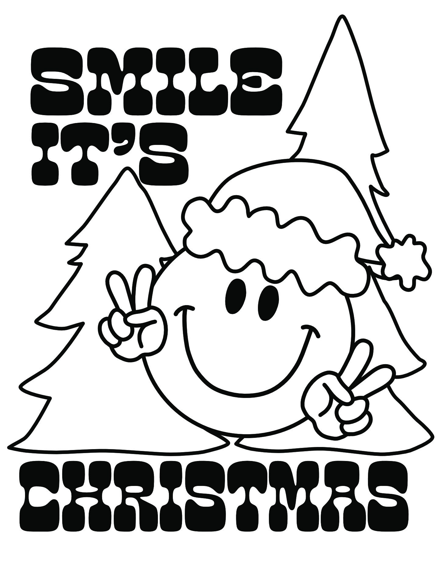 6 GROOVY Christmas Coloring Pages Etsy