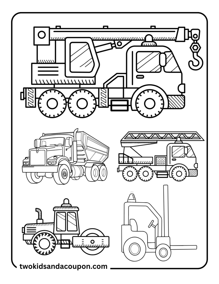 7 Printable Cute Construction Coloring Pages