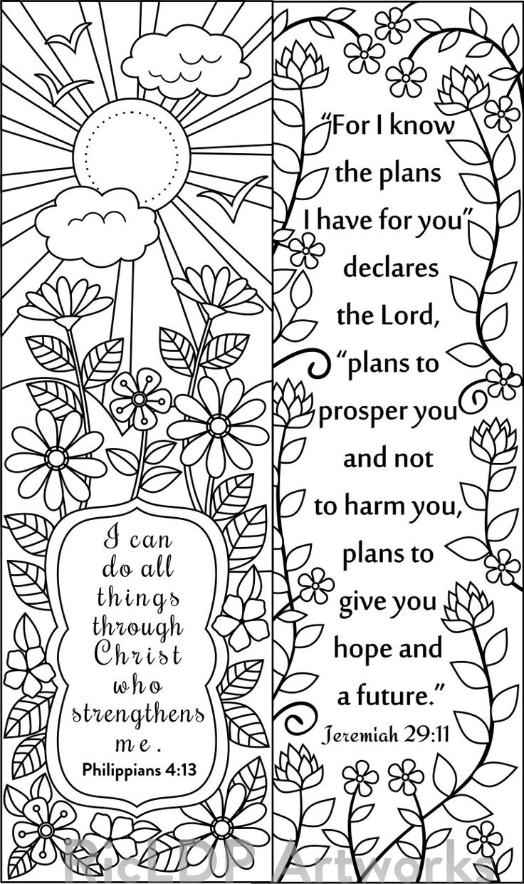 8 Christian Coloring Bookmarks With Scriptures Printable Bible Verse Art Luke 1 37 John 15 Jeremiah 29 11 Isaiah 41 Philippians 4 Etsy