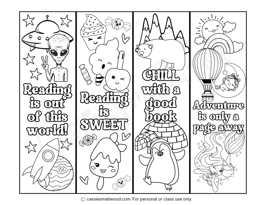 free printable bookmarks to color