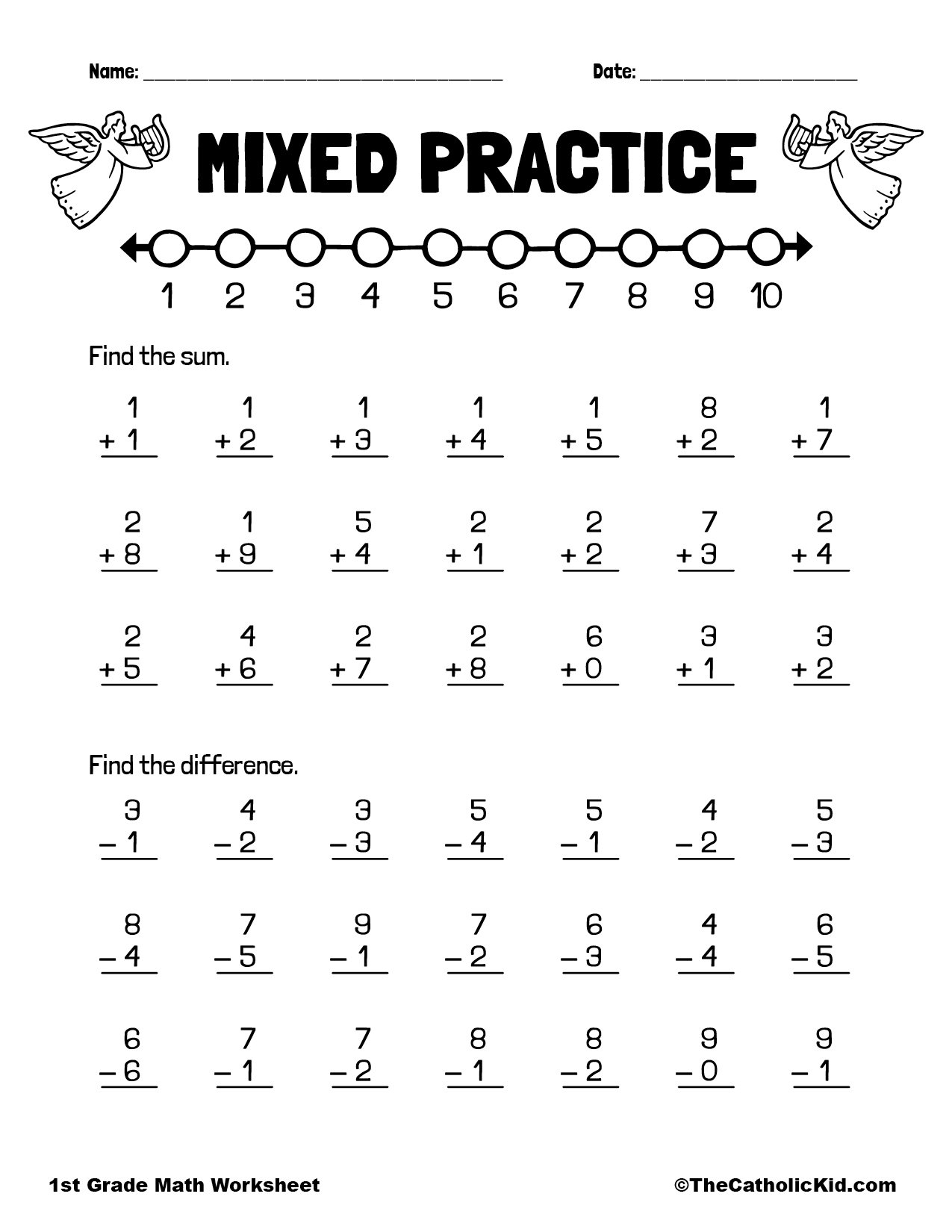 Addition Subtraction 1st Grade Math Worksheet Catholic TheCatholickid Addition Subtraction 1st Grade Math Worksheet Catholic TheCatholickid