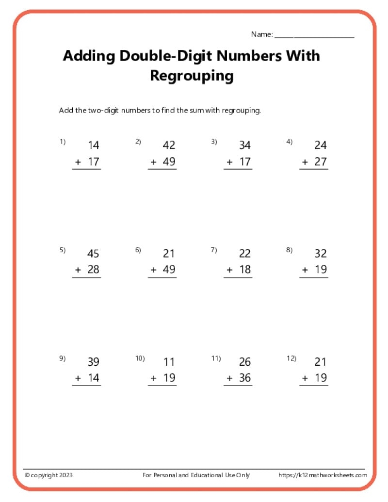 Addition Worksheets K12 Math Worksheets