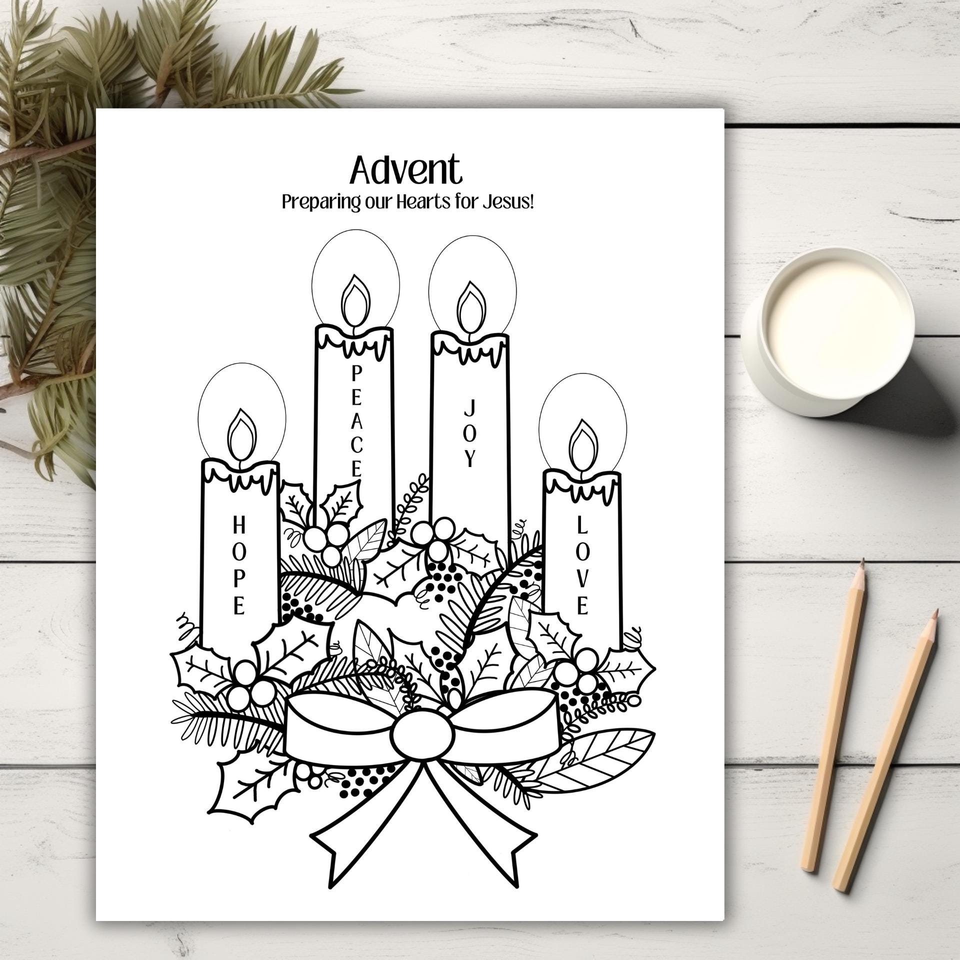 Advent Wreath Coloring Page Advent Candles Coloring Advent Coloring Advent For Kids Religious Christmas Coloring Catholic Christmas Coloring Etsy