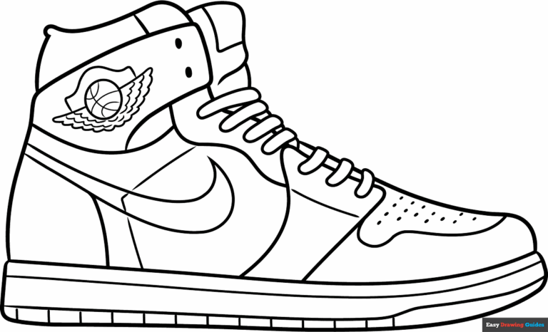 Air Jordan 1 Outline Coloring Page Easy Drawing Guides