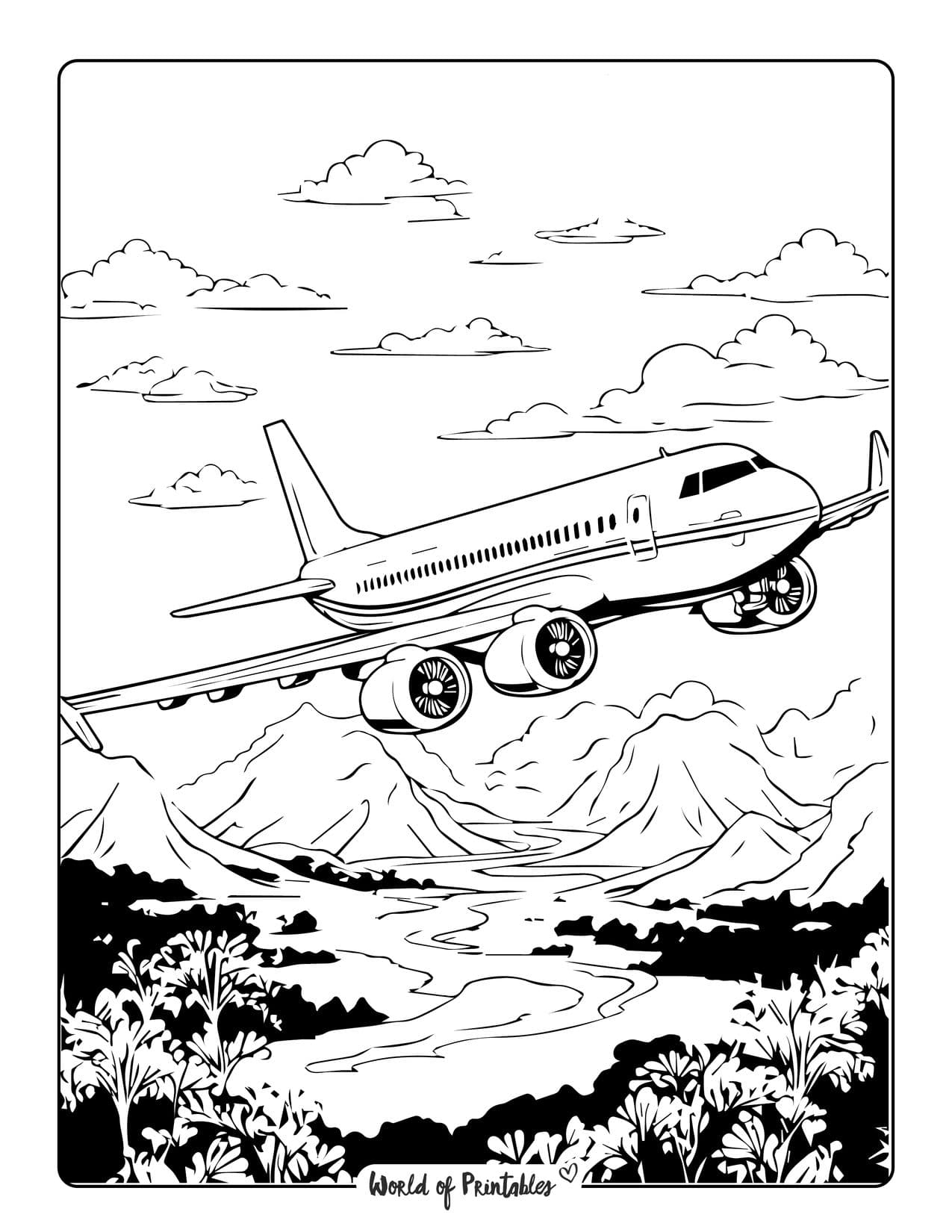 Airplane Coloring Pages For Kids Adults World Of Printables