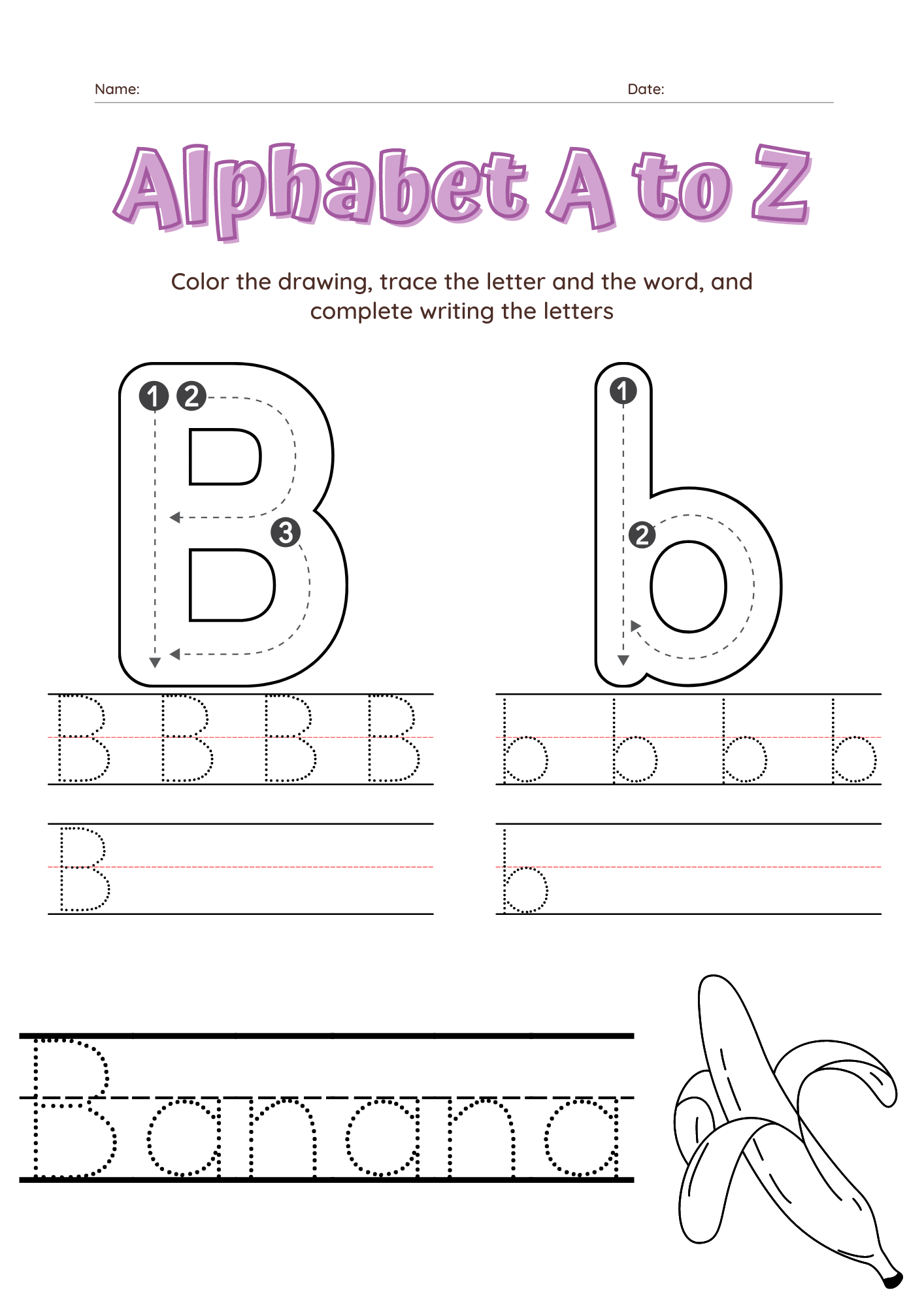 Alphabet A To Z Tracing Letters And Words Writing Them And Coloring Made By Teachers