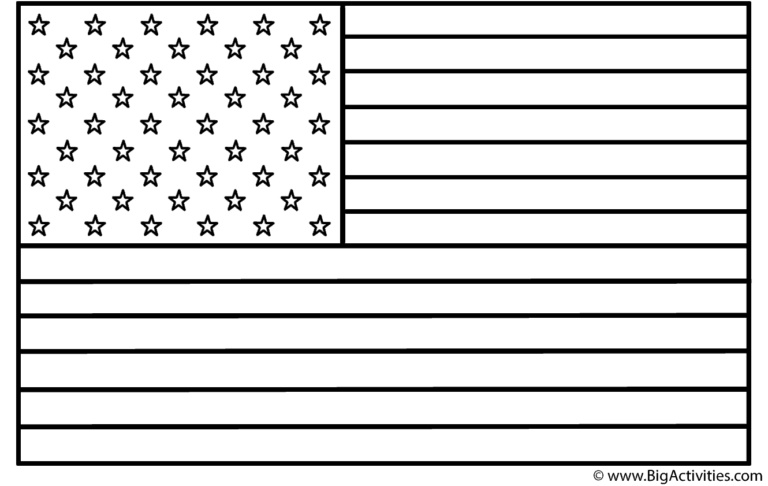 American Flag Coloring Page Independence Day 