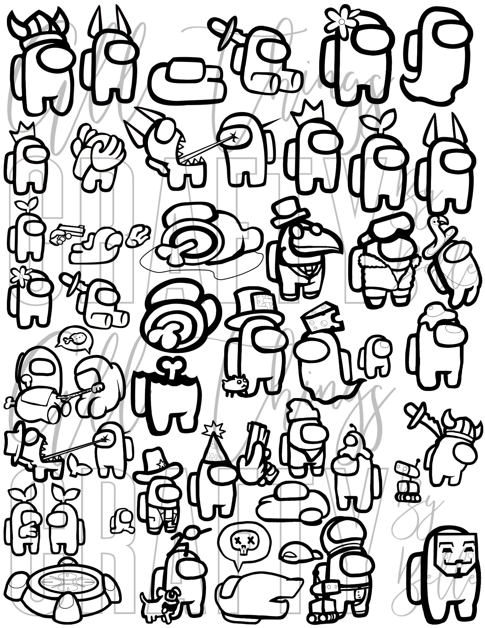Among Us Coloring Sheets 36 Digital PDF Coloring Pages Etsy Hong Kong