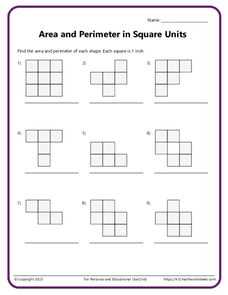 area and perimeter worksheets