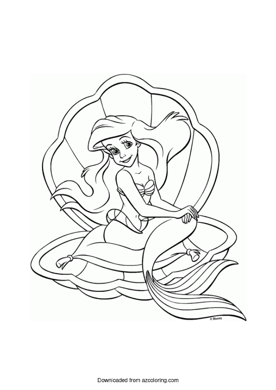 Ariel In A Shell Coloring Page Download Printable PDF Templateroller Ariel In A Shell Coloring Page Download Printable PDF Templateroller