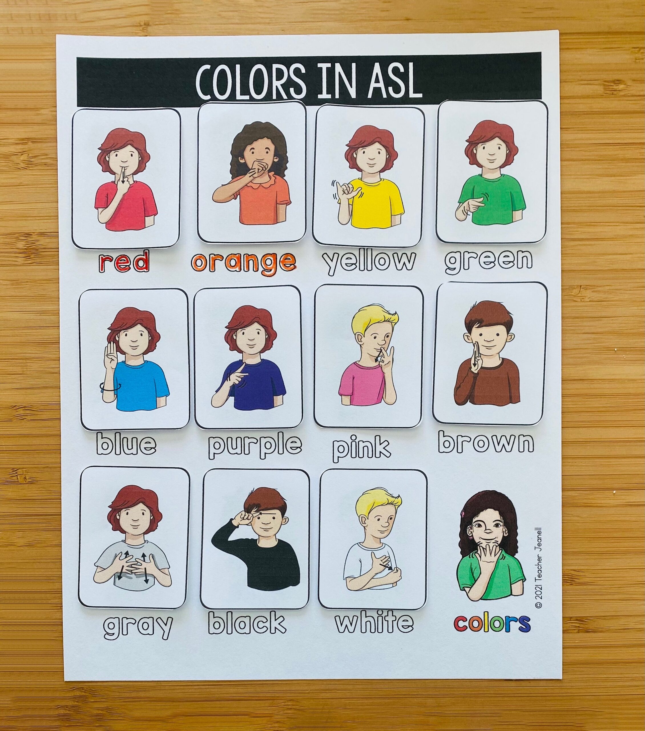 ASL Colors Matching Activity Color In ASL File Folder Activity Busy Book ASL Colors Printable Etsy