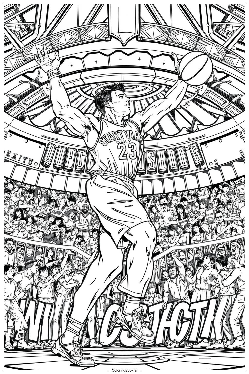 Basketball Player Shooting Coloring Page Free PDF PNG Printable 