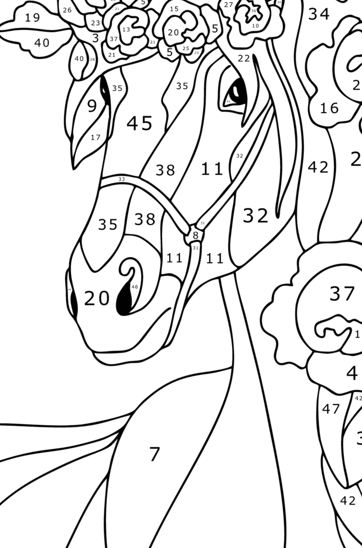 Beautiful Horse Antistress Horses Coloring Pages For Adults Online