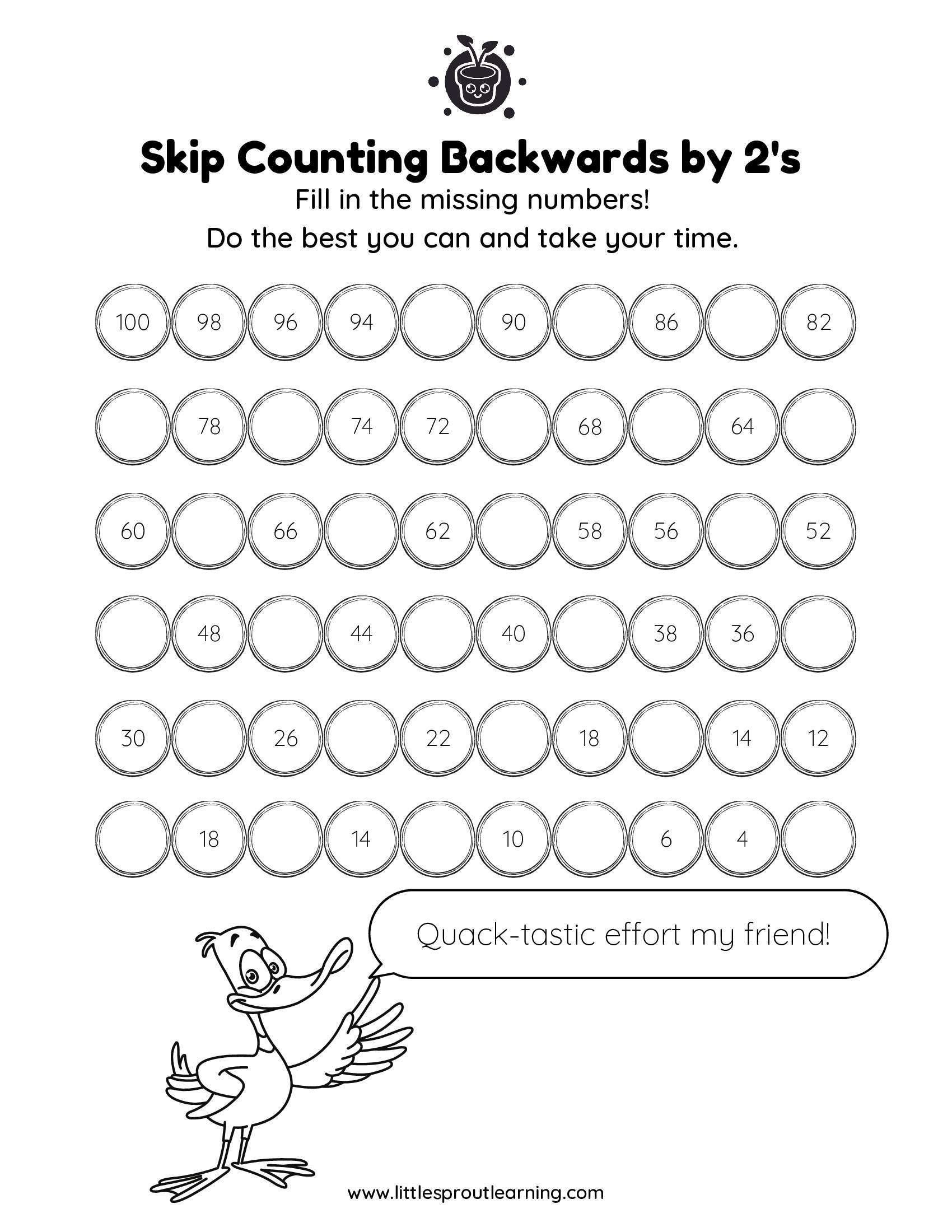 skip counting worksheets