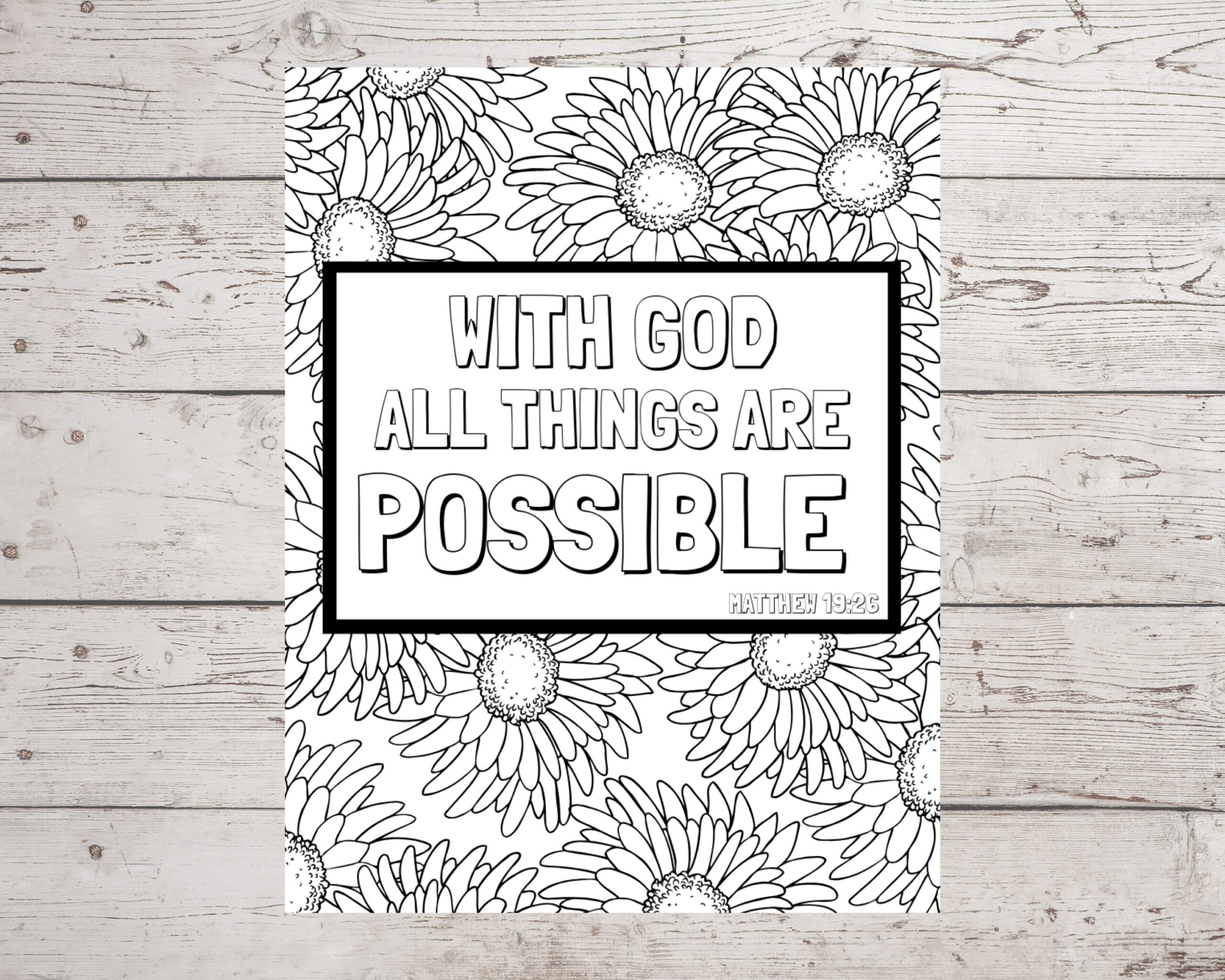 Bible Verse Coloring Page Matthew 19 26 Etsy