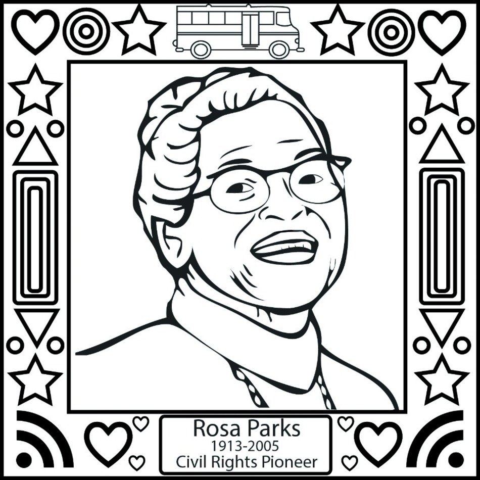 Black History Month Rosa Parks Coloring Pages Drawing Free Image Download
