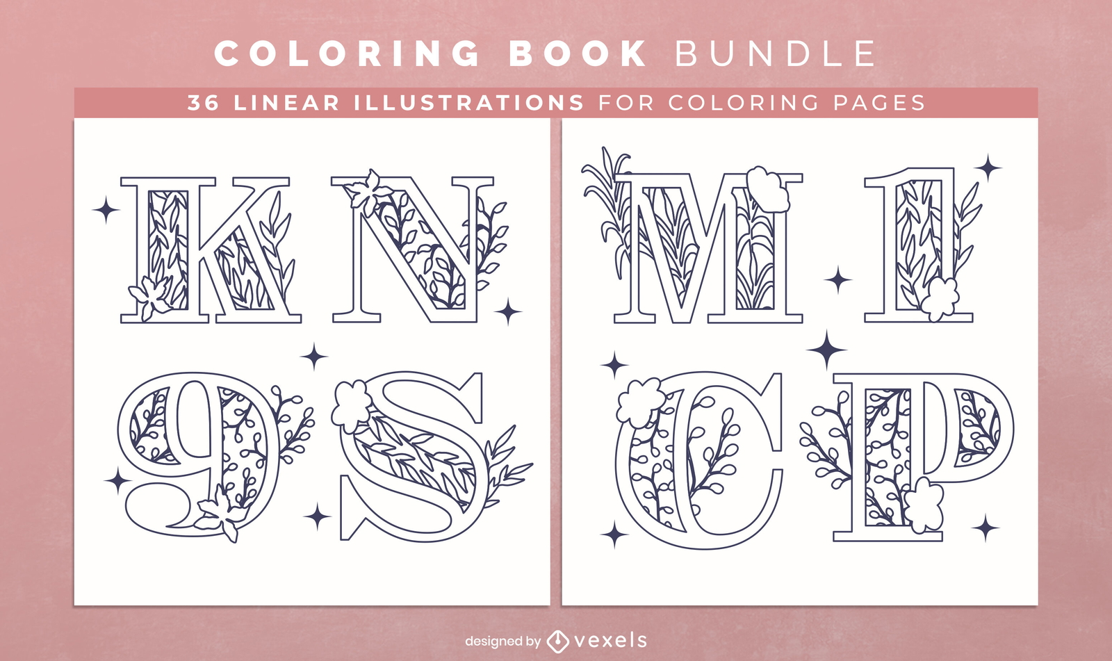 Botanical Alphabet Coloring Book Pages Design Vector Download