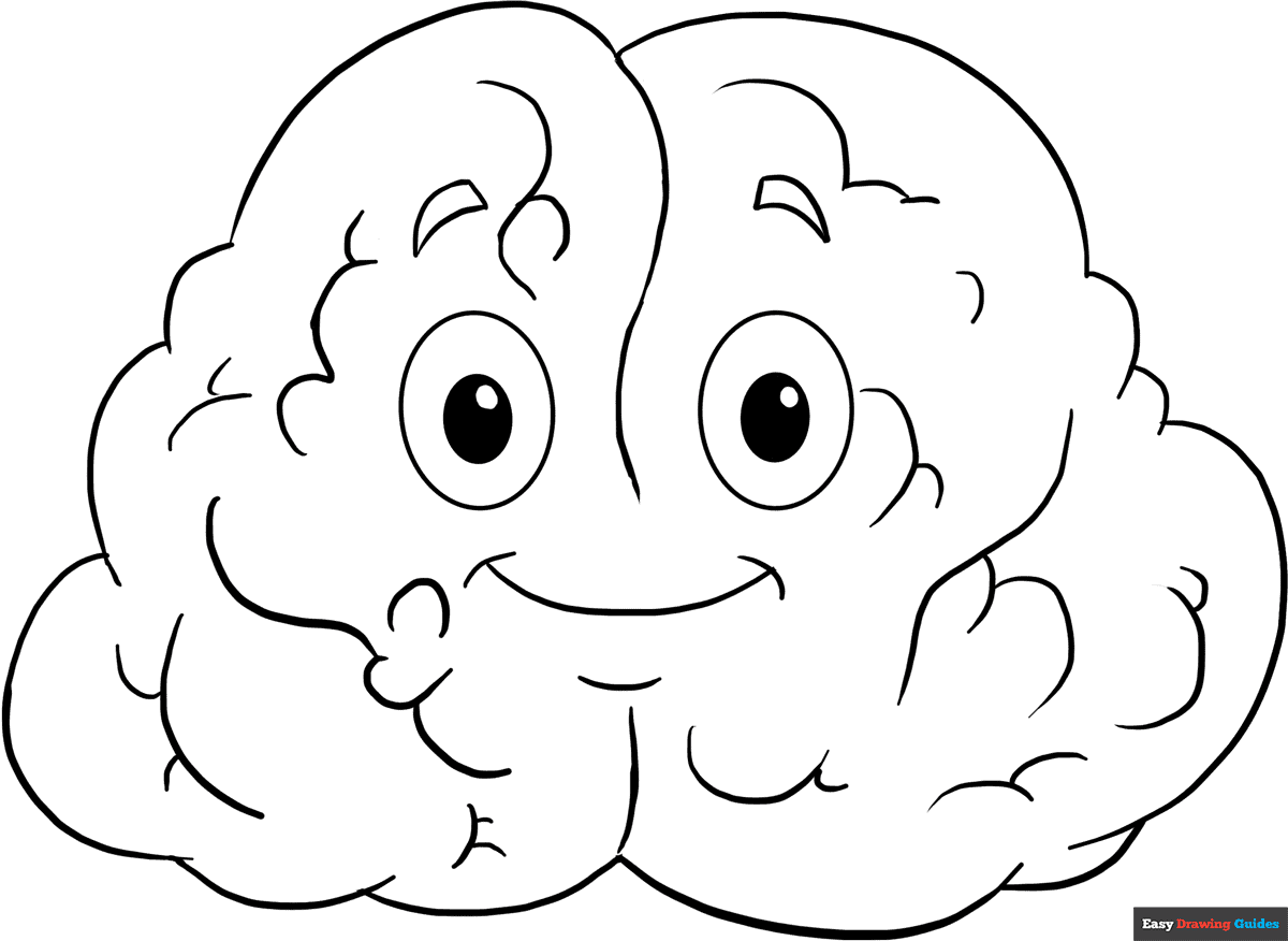 Brain Coloring Page Easy Drawing Guides