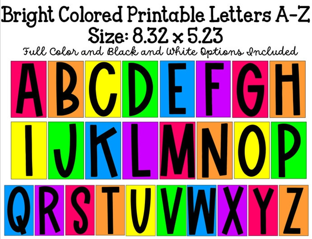Bright Colored Printable Letters A Z Etsy Bright Colored Printable Letters A Z Etsy