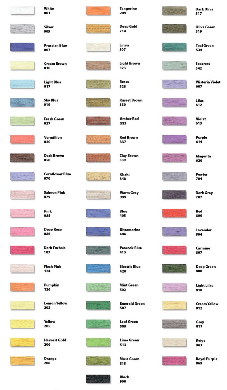 Brother Thread Chart Polyester Brother Colours