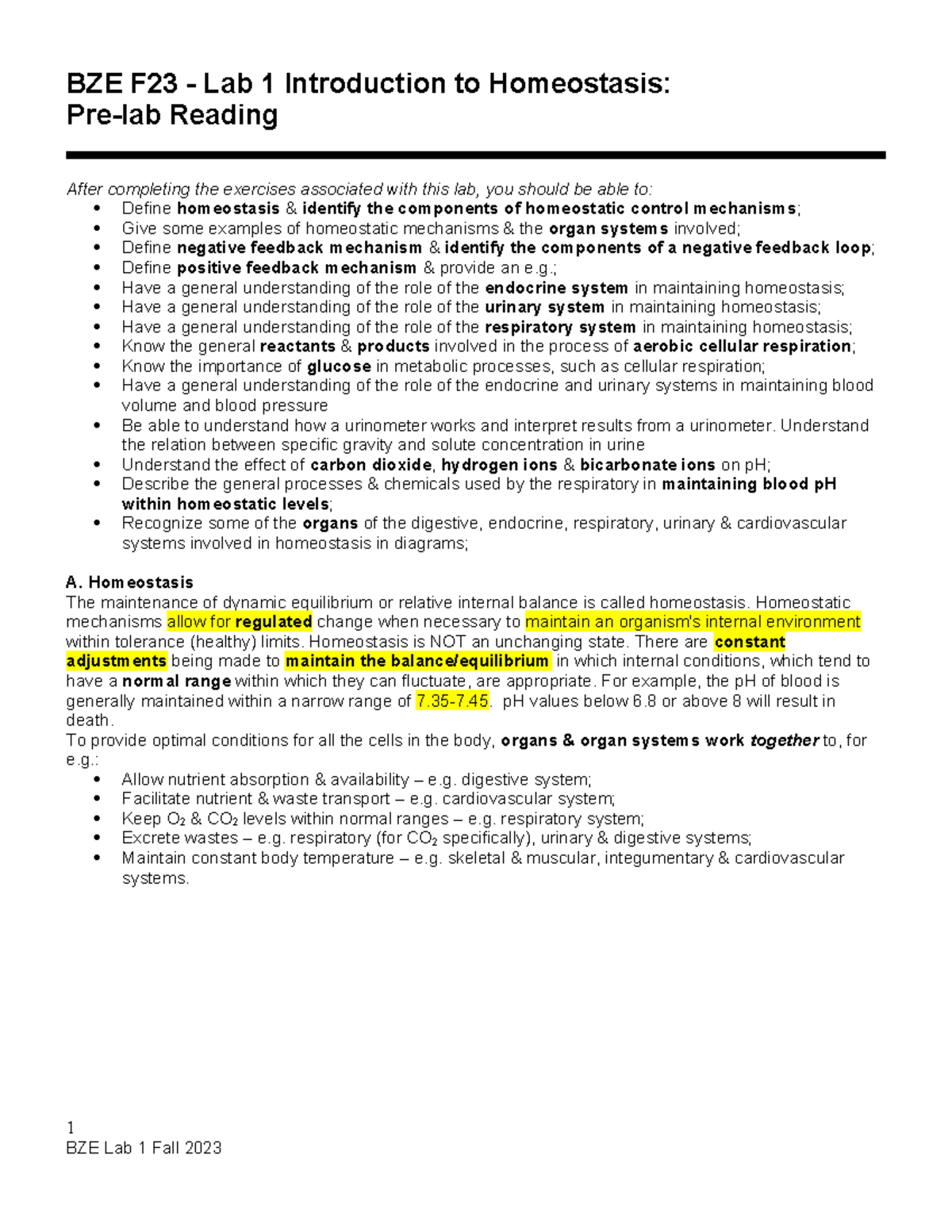 homeostasis worksheet recognize normal parameters
