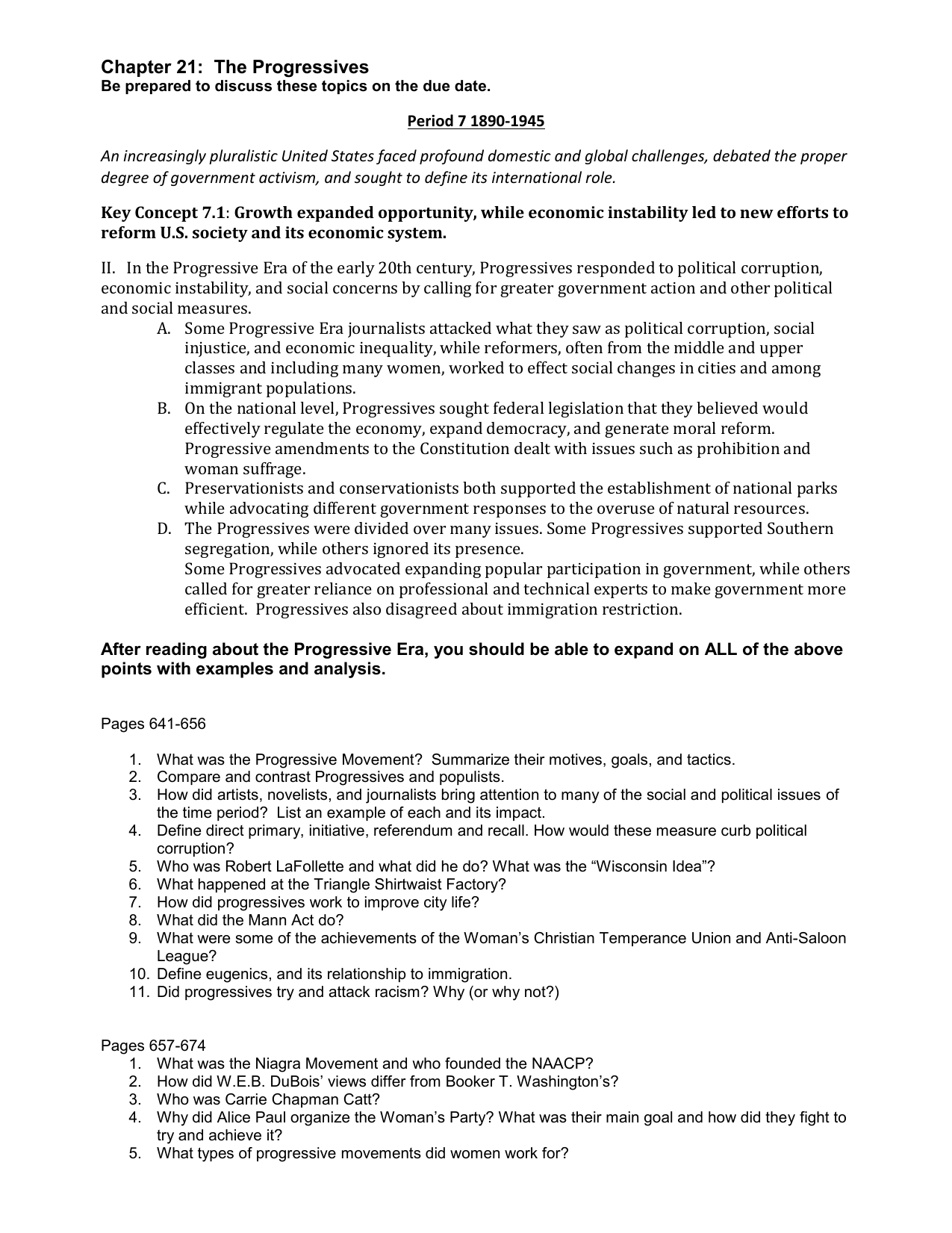 Chapter 21 The Progressives